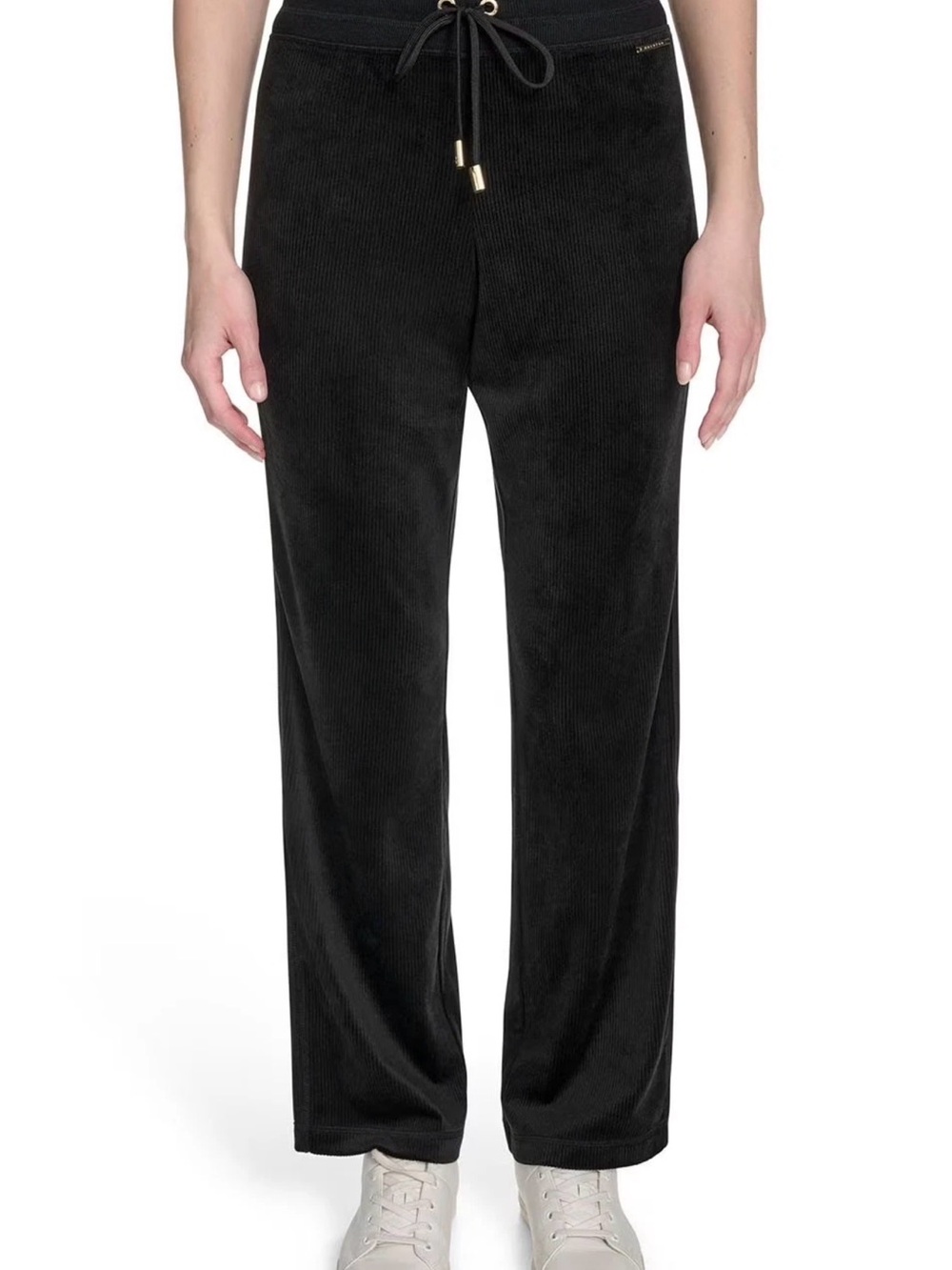 Halston Black Velour Ribbed Drawstring Joggers Size XXL- NEW WITH TAGS